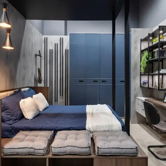 Moderno e urbano, este quarto de casal planejado pela Criare Belle Vie, em Belo Horizonte... Foto: Ivan Araújo